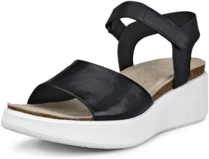 ECCO Women's Flowt Wedge Cork Sandal, Black/Black, 5-5.5