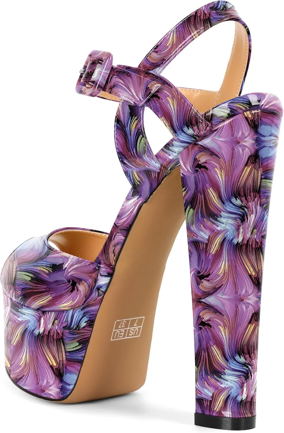 Eldof Womens Platform Sandals Chuncky High Heel Pumps 6" Ankle Strap Peep Toe Sandal Heels Party Dress Casual Shoes