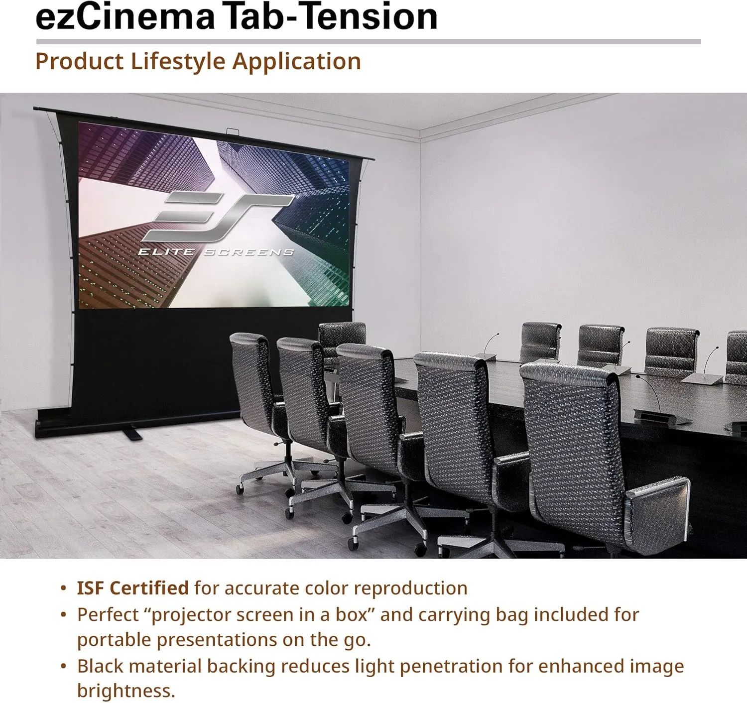 Elite Screens ezCinema Tab Tension, 90-inch 4:3 Projector Screen, Portable Manual Floor Pull Up Scissor Backed Office Church Front Projection Carrying Bag, US Based Company 2-YEAR WARRANTY, FT90XWV