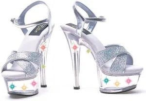 Ellie Shoes Women's 6 Inch Heel Silver Glitter Sandal (Silver Glitter;8)