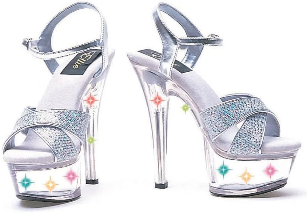 Ellie Shoes Women's 6 Inch Heel Silver Glitter Sandal (Silver Glitter;8)