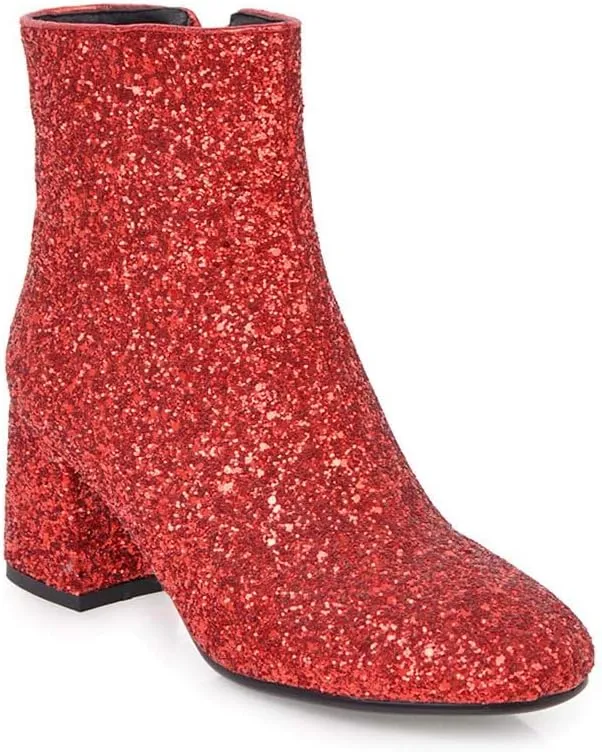 Elyffany Womens Mid Block Heel Glitter Ankle Boots Ladies Zipper Party Prom Booties