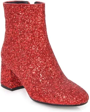 Elyffany Womens Mid Block Heel Glitter Ankle Boots Ladies Zipper Party Prom Booties