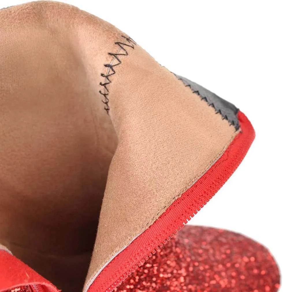 Elyffany Womens Mid Block Heel Glitter Ankle Boots Ladies Zipper Party Prom Booties