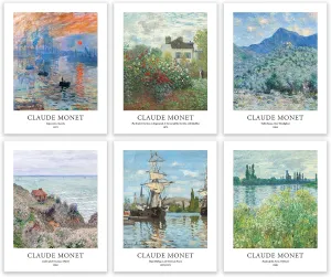 EVOLE HOME Claude Monet Giclée Art Print Set - 6 Unframed 11x14 Inch Impression posters on Premium Matte Art Paper