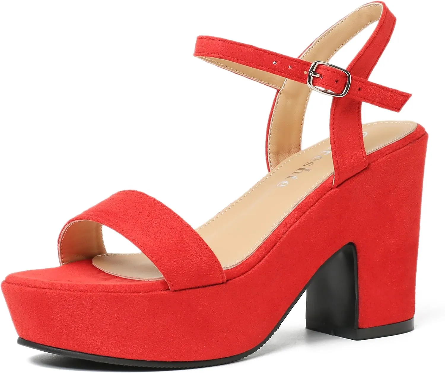 fereshte Women's Chunky Block Heels Platform High Heel Open Toe Ankle Strap Sandals