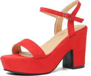 fereshte Women's Chunky Block Heels Platform High Heel Open Toe Ankle Strap Sandals