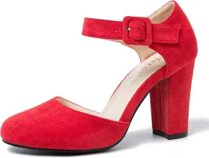 fereshte Women's High Heel Closed Toe Chunky Wedding Pumps Mary Jane Shoes