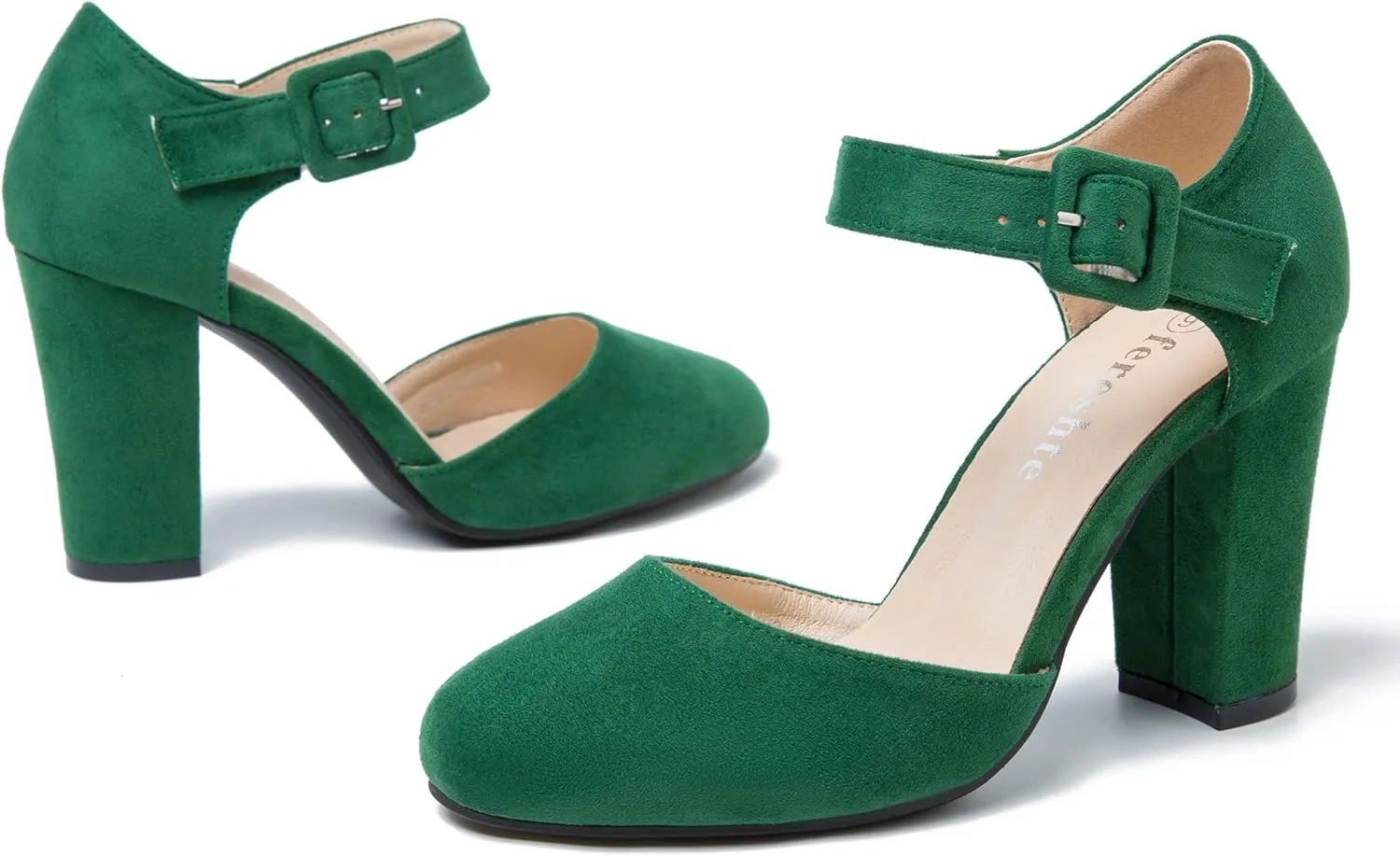 fereshte Women's High Heel Closed Toe Chunky Wedding Pumps Mary Jane Shoes