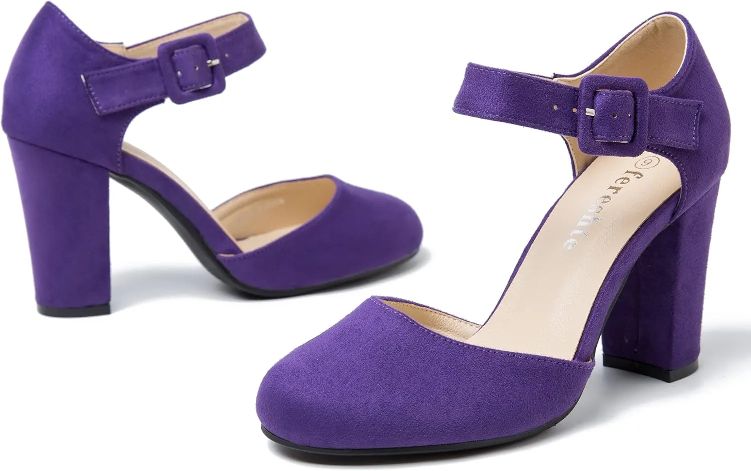 fereshte Women's High Heel Closed Toe Chunky Wedding Pumps Mary Jane Shoes