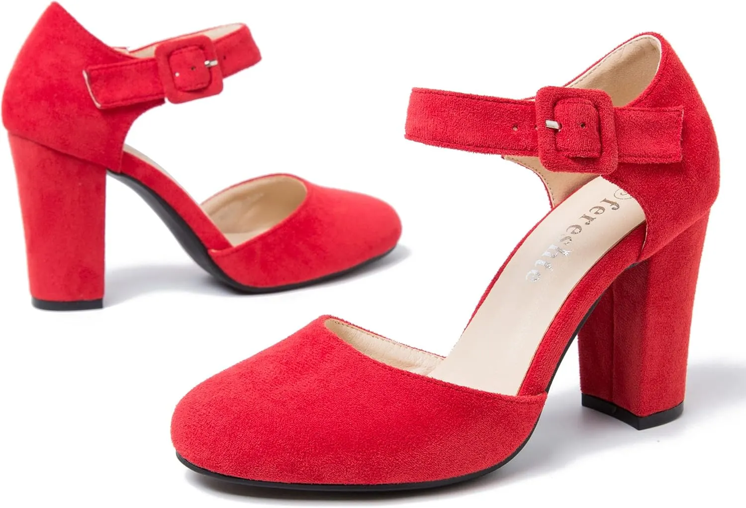 fereshte Women's High Heel Closed Toe Chunky Wedding Pumps Mary Jane Shoes