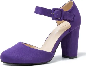 fereshte Women's High Heel Closed Toe Chunky Wedding Pumps Mary Jane Shoes