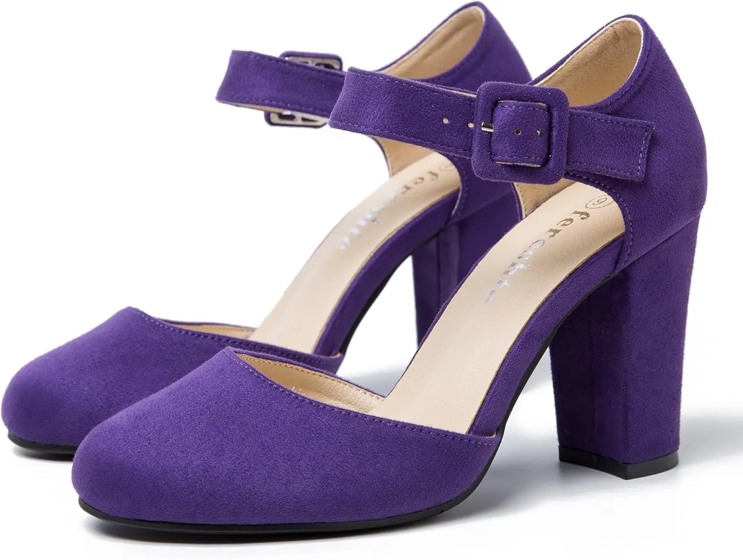 fereshte Women's High Heel Closed Toe Chunky Wedding Pumps Mary Jane Shoes