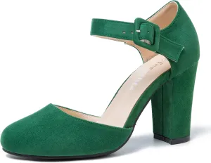 fereshte Women's High Heel Closed Toe Chunky Wedding Pumps Mary Jane Shoes
