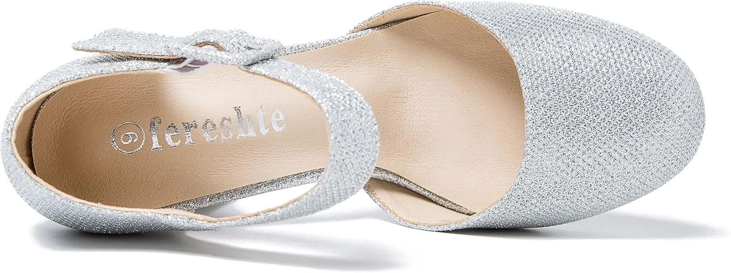 fereshte Women's High Heel Closed Toe Chunky Wedding Pumps Mary Jane Shoes