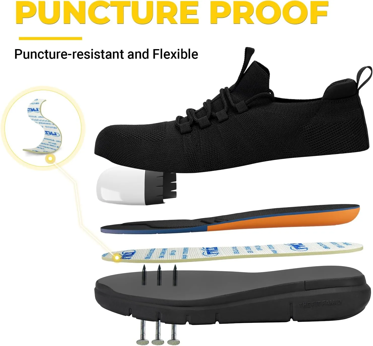 FitVille Slip on Steel Toe Shoes for Men Wide Composite Toe Work Shoes for Men Puncture Proof