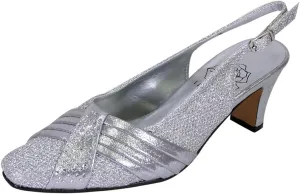 Floral Abagail Women's Wide Width Pleated Upper with Crystals Slingback Shoes
