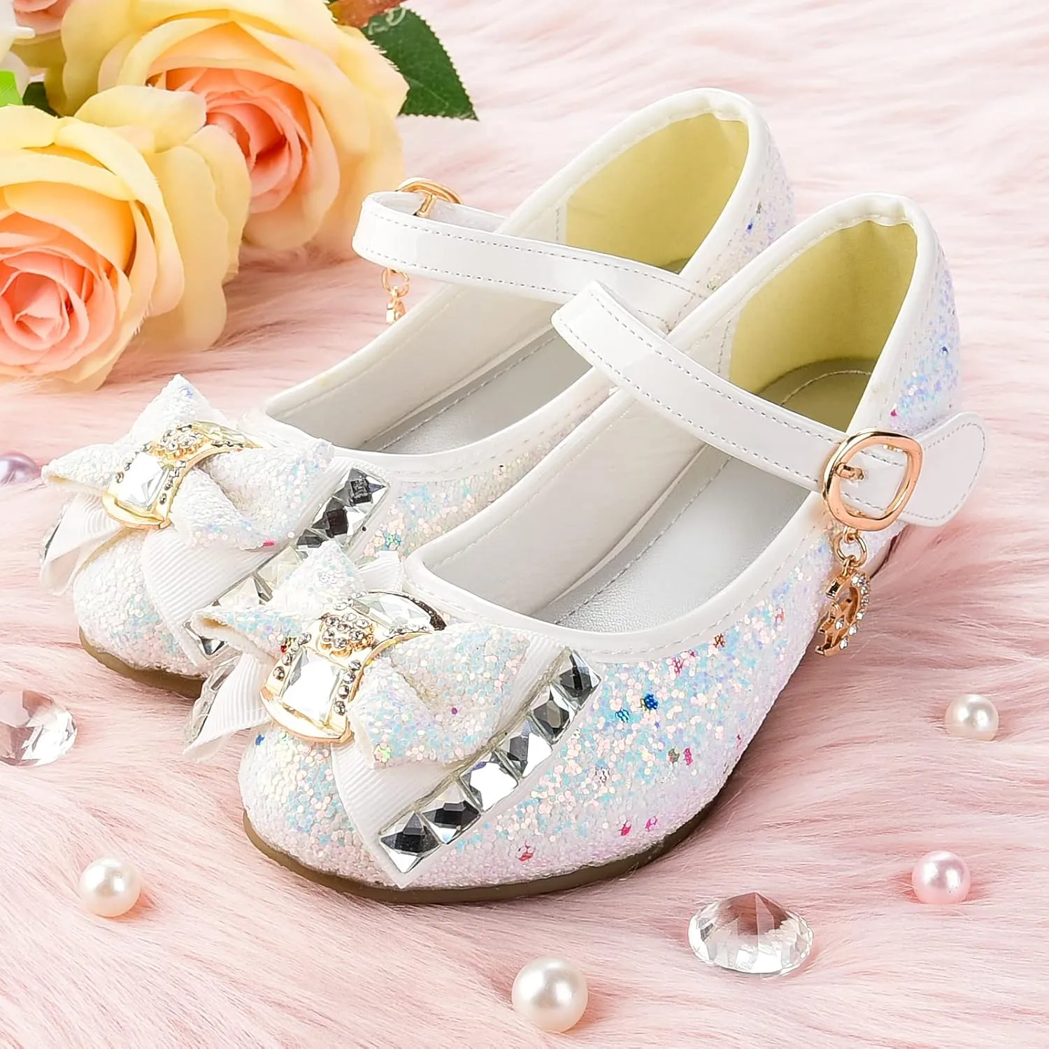 Flower Girls Princess Costume Party Dress Glitter Shoes Mary Janes