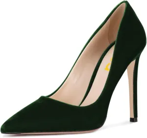 FSJ Women Formal Stiletto High Heels Pumps Pointed Toe Velvet Slide Office Wedding Lady Party Dress Shoes Size 4-15 US