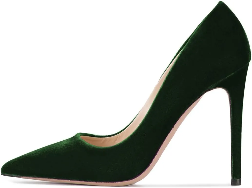 FSJ Women Formal Stiletto High Heels Pumps Pointed Toe Velvet Slide Office Wedding Lady Party Dress Shoes Size 4-15 US
