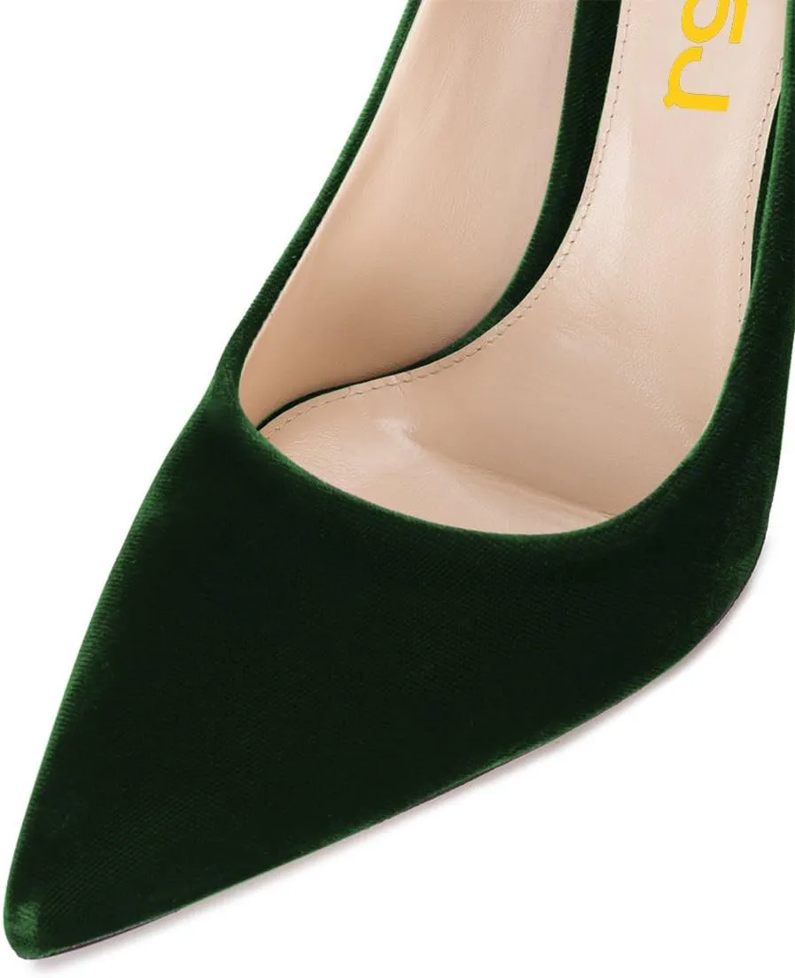 FSJ Women Formal Stiletto High Heels Pumps Pointed Toe Velvet Slide Office Wedding Lady Party Dress Shoes Size 4-15 US