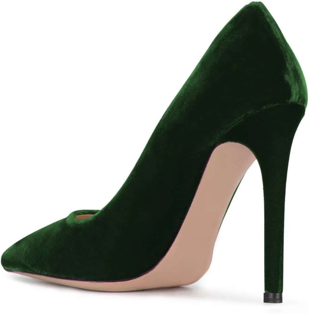 FSJ Women Formal Stiletto High Heels Pumps Pointed Toe Velvet Slide Office Wedding Lady Party Dress Shoes Size 4-15 US