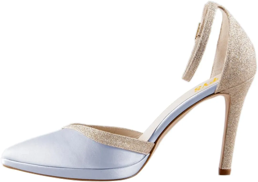 FYS Women's Pointed Toe Platform Pumps Stiletto High Heel D'orsays Ankle Strap Two Tone Prom Dance Party Shoes Size 4-16 US