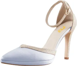 FYS Women's Pointed Toe Platform Pumps Stiletto High Heel D'orsays Ankle Strap Two Tone Prom Dance Party Shoes Size 4-16 US