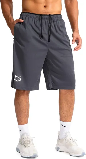 G Gradual Men's Basketball Shorts with Zipper Pockets Lightweight Quick Dry 11" Long Shorts for Men Athletic Gym