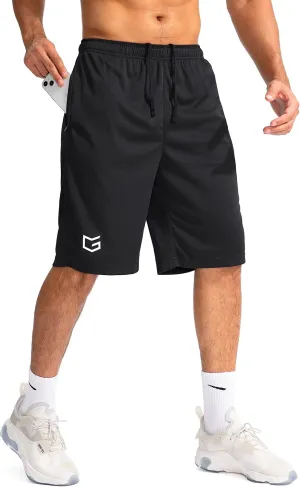 G Gradual Men's Basketball Shorts with Zipper Pockets Lightweight Quick Dry 11" Long Shorts for Men Athletic Gym