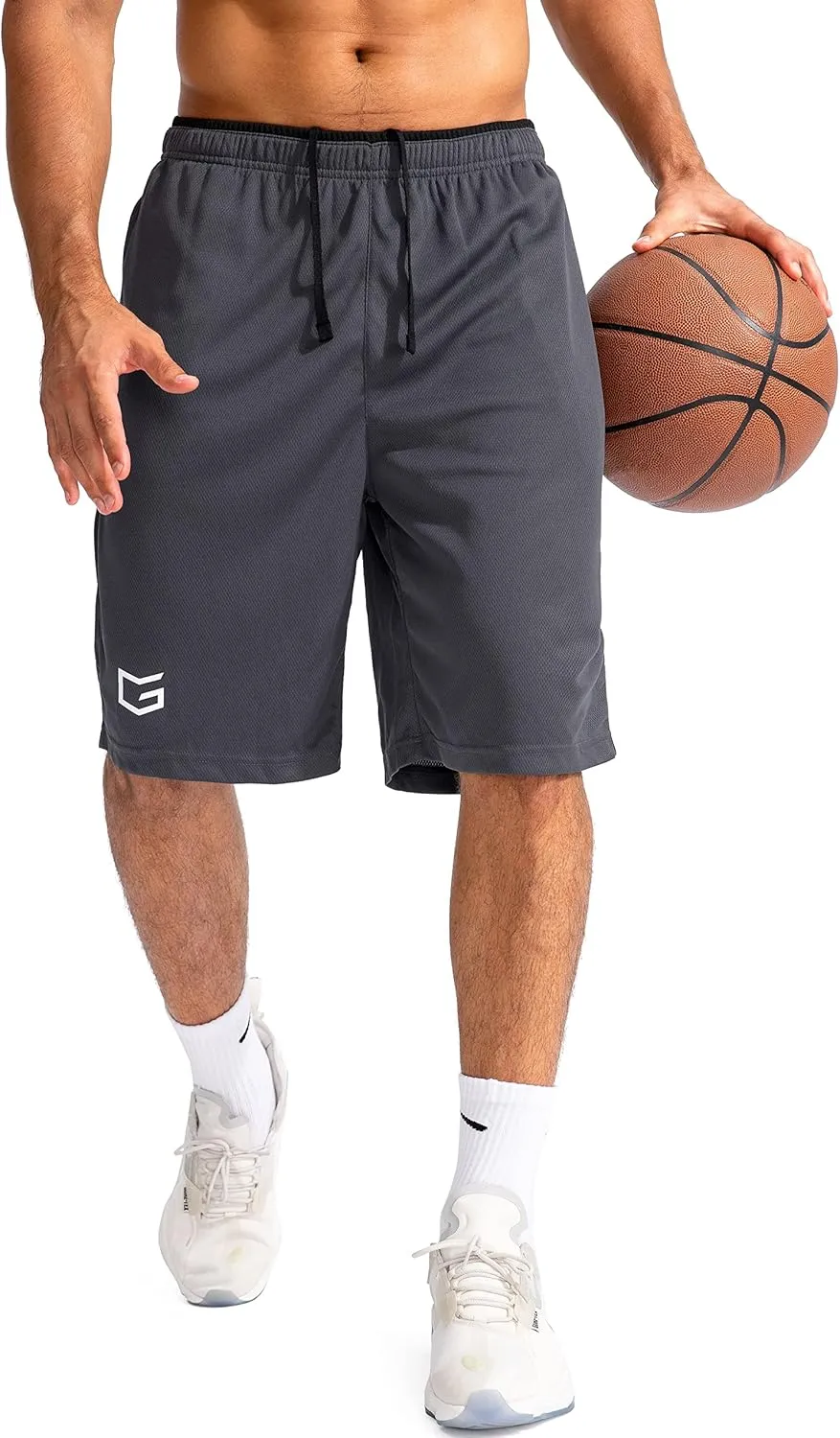G Gradual Men's Basketball Shorts with Zipper Pockets Lightweight Quick Dry 11" Long Shorts for Men Athletic Gym