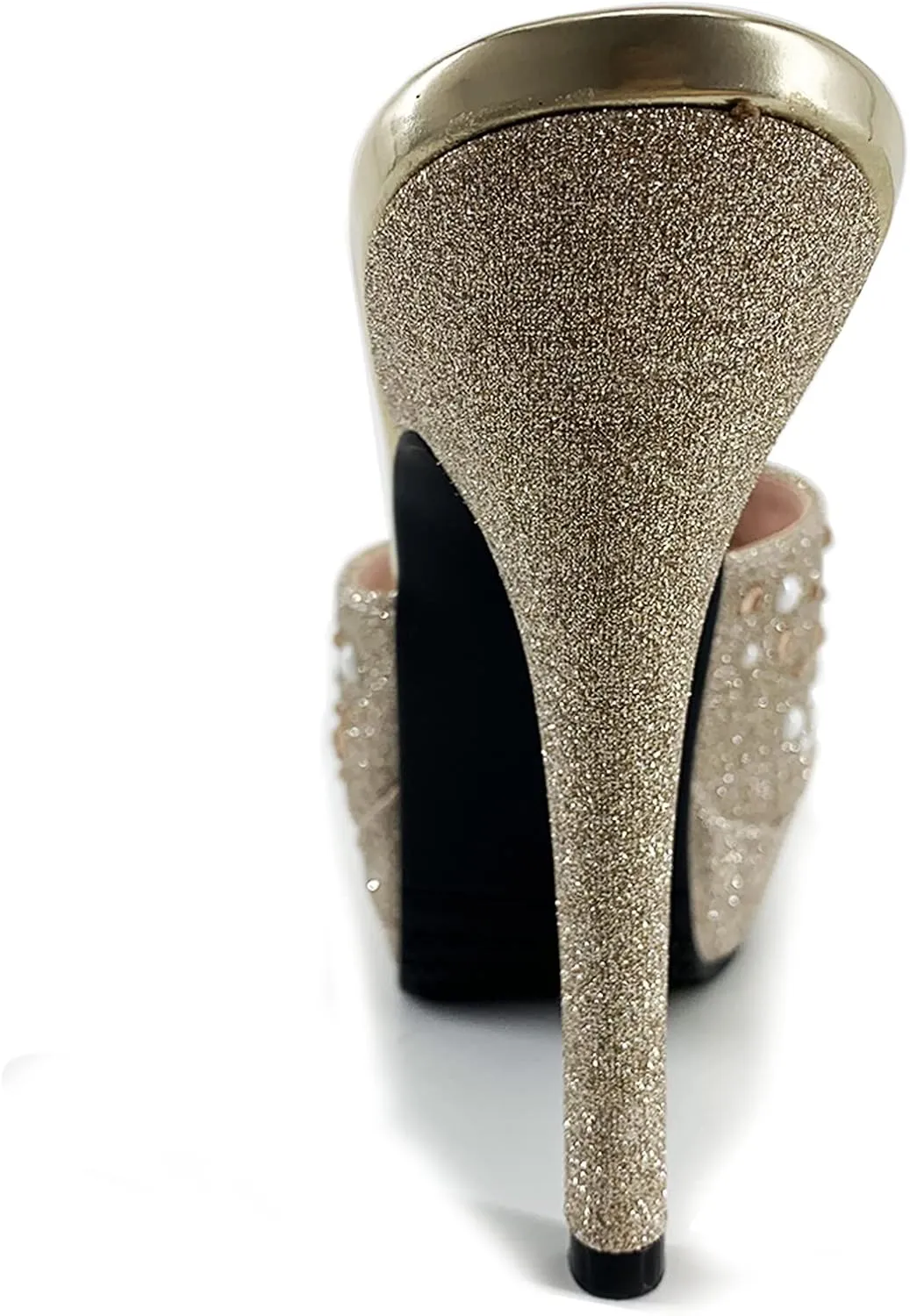 Gicoiz Women Stiletto Mules Platform High Heel Glitter Sandals Peep Toe