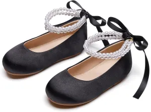 GINFIVE Toddler Girls Mary-Jane Little Girls Slip On Shoes Glitter Ballerina Flats Toddler