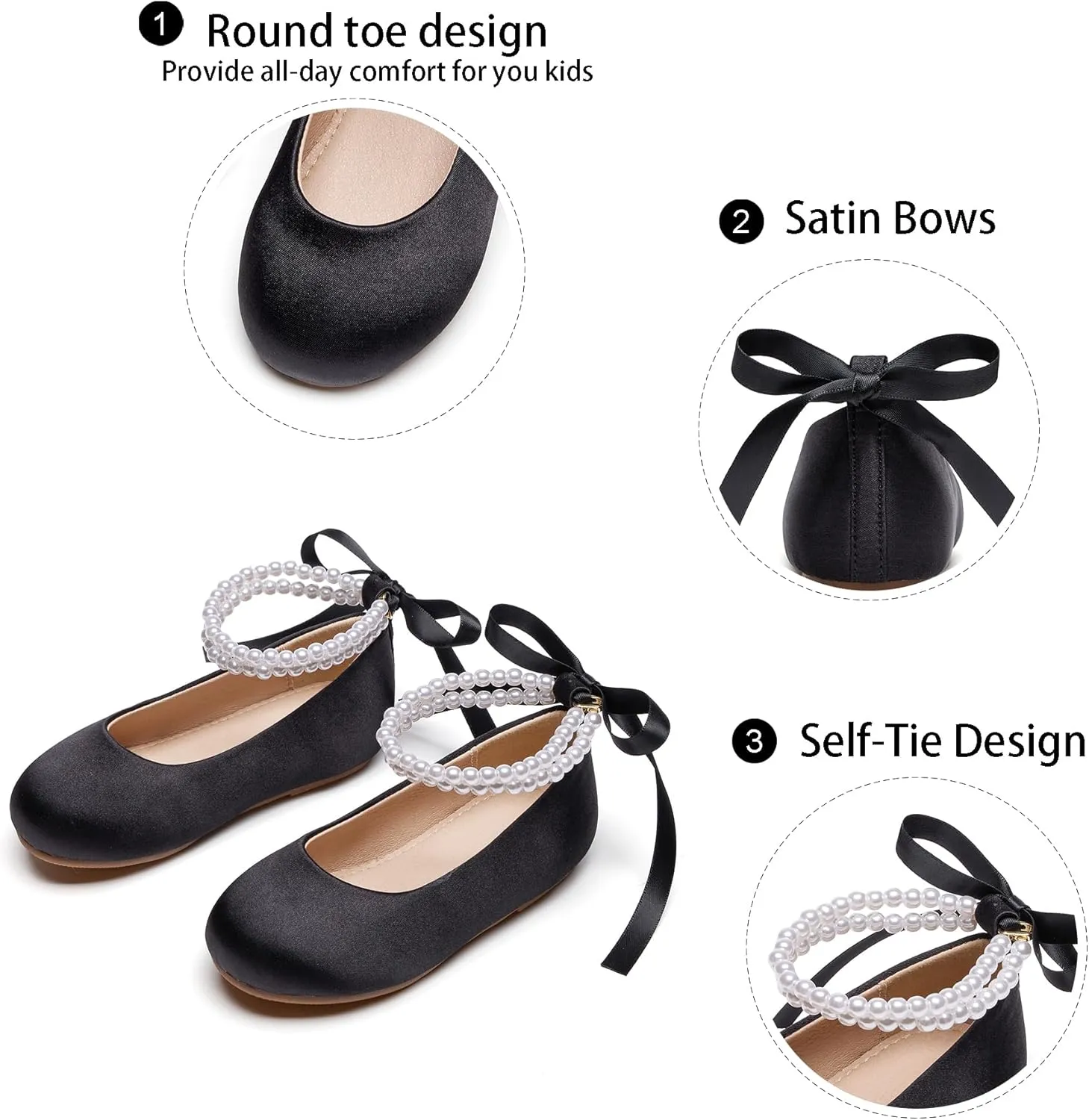 GINFIVE Toddler Girls Mary-Jane Little Girls Slip On Shoes Glitter Ballerina Flats Toddler