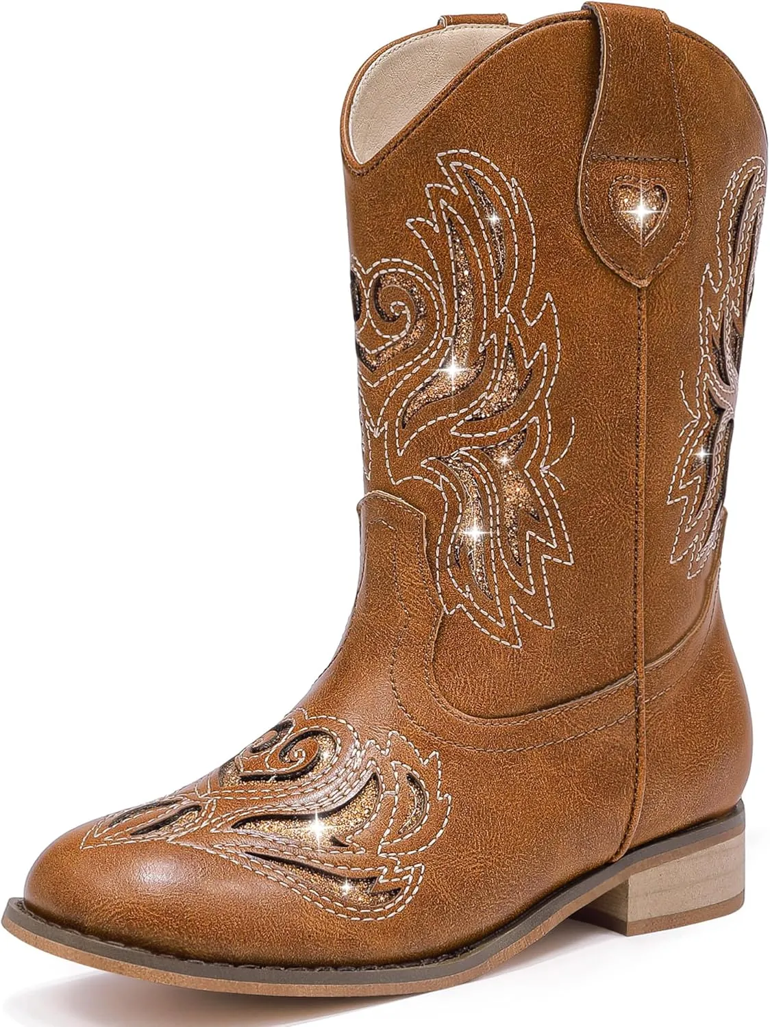 Girls Cowgirl Boot Glitter Kids Cowboy Boots Western BoysCowboy Mid Calf Square Toe Toddler Little Kid/Big Kid Party Birthday Riding Shoes