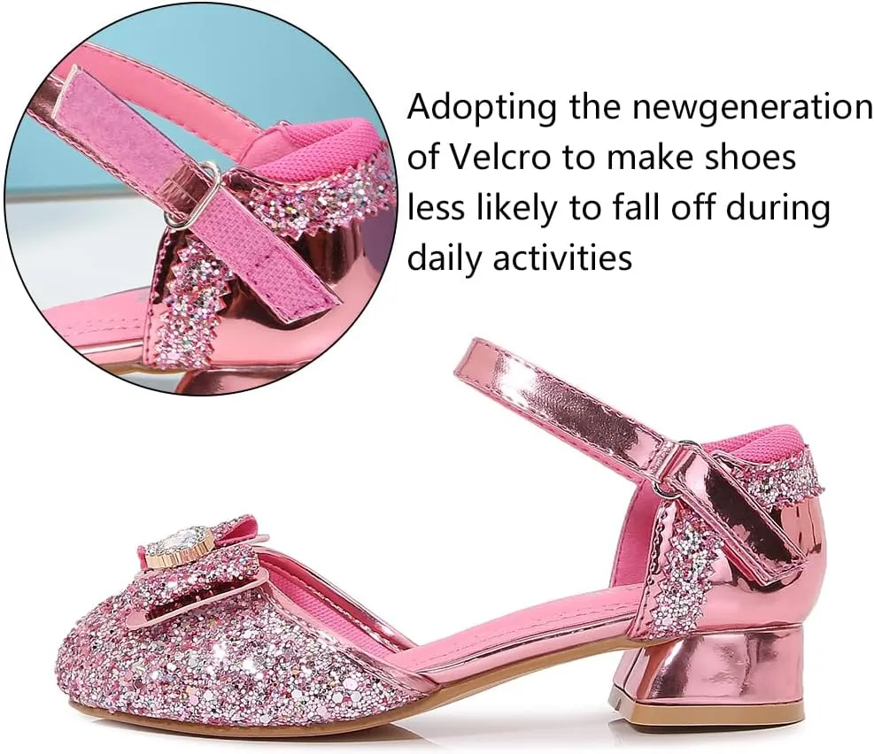 Girls Dress Shoes Wedding Low Heel Glitter Prom Shoes