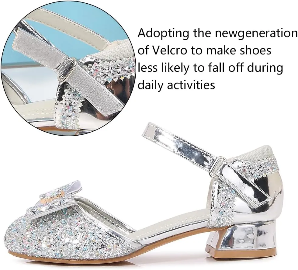 Girls Dress Shoes Wedding Low Heel Glitter Prom Shoes