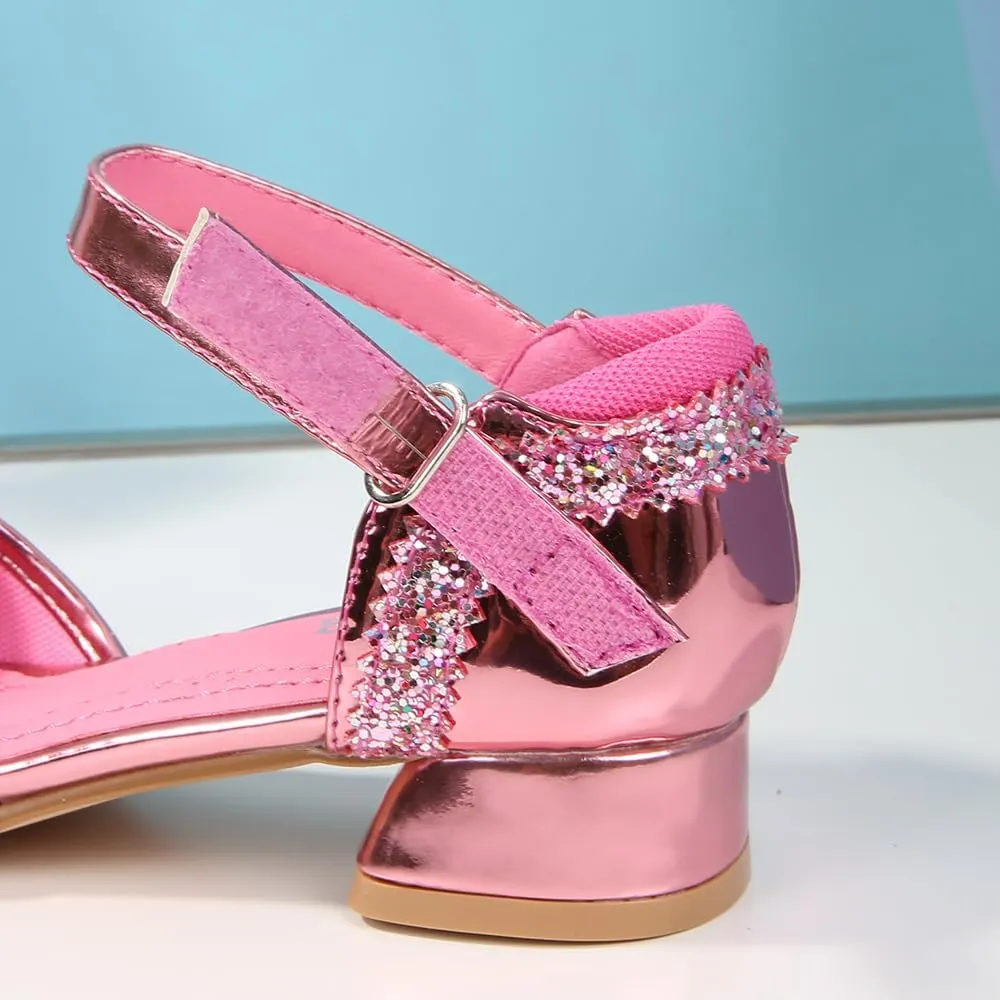 Girls Dress Shoes Wedding Low Heel Glitter Prom Shoes
