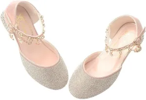 Girl's Glitter Ballerina Mary Jane Low Heel Wedding Bridesmaids Party School Princess Flower Dress Shoes for Kid Toddler