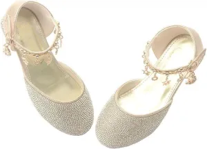 Girl's Glitter Ballerina Mary Jane Low Heel Wedding Bridesmaids Party School Princess Flower Dress Shoes for Kid Toddler