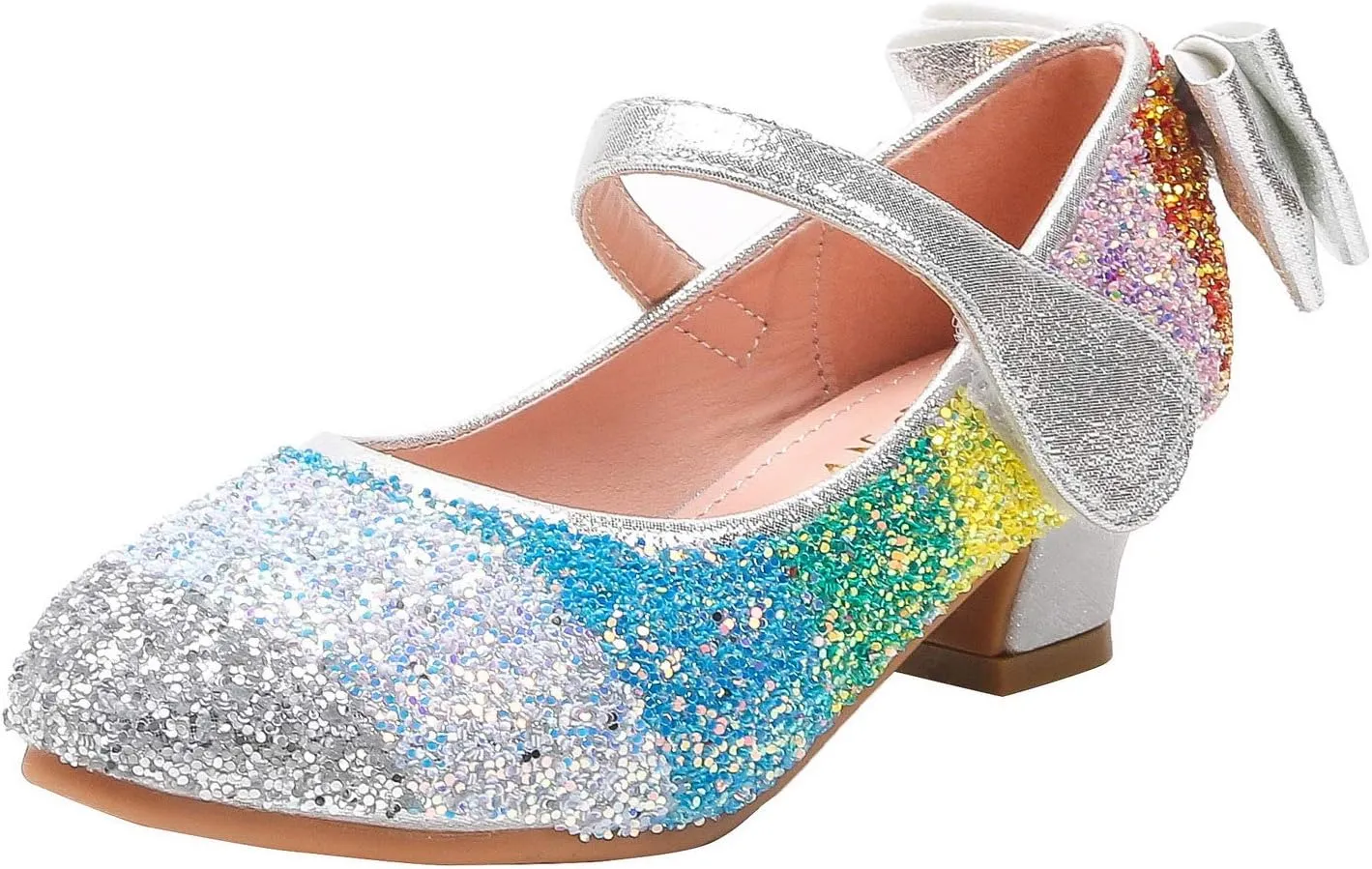 Girls Glitter Mary Jane Low Heel Wedding Party Princess Dress Pumps Shoes Shoes for Toddler Kids