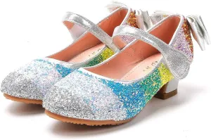 Girls Glitter Mary Jane Low Heel Wedding Party Princess Dress Pumps Shoes Shoes for Toddler Kids