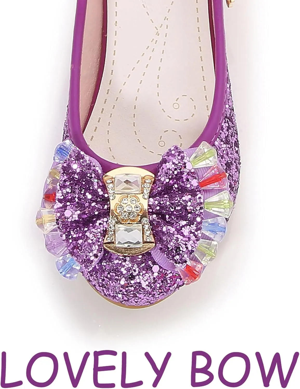 Girls Shoes Sparkle Mary Jane Low Heel Princess Flower Wedding Party Dress Shoes