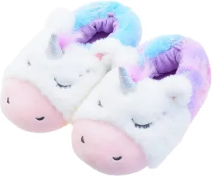 Girls Unicorn Slippers Warm Fuzzy Glitter Kids House Shoes