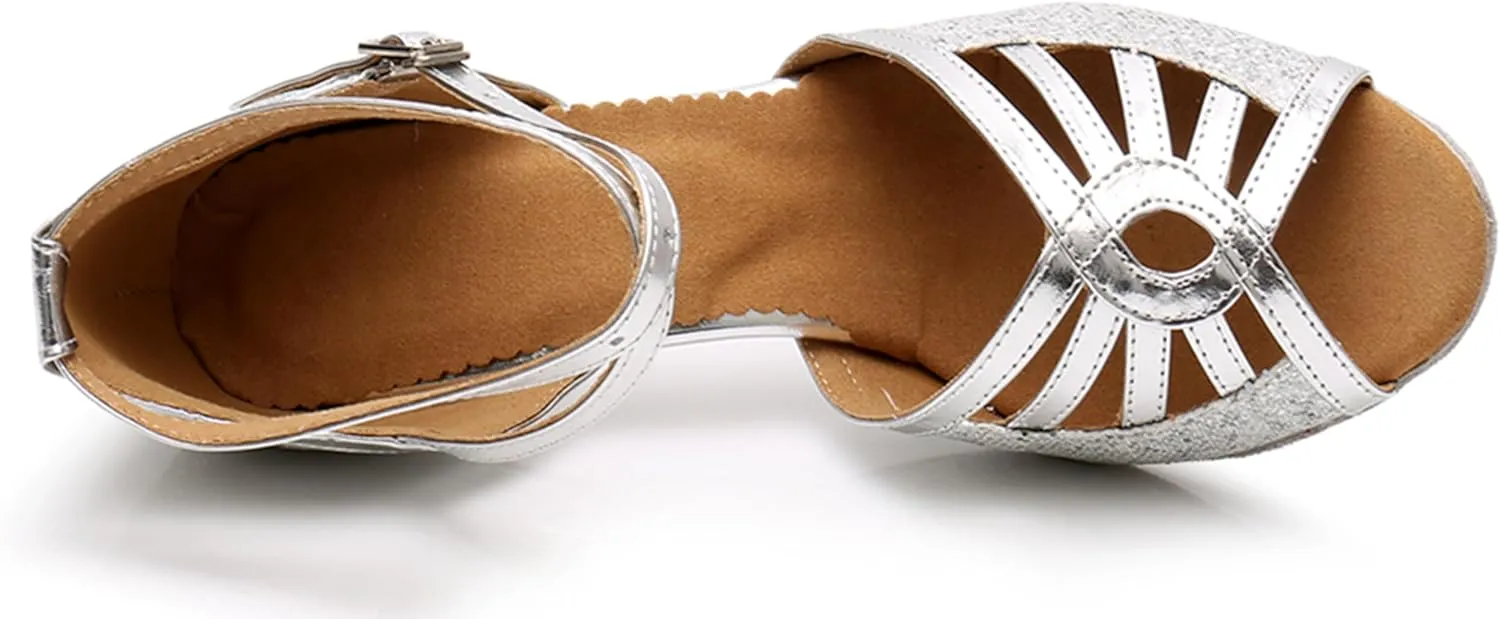 Girls Womens Latin Salsa Dance Shoes Glitter Comfortable Wedding Evening Sandals