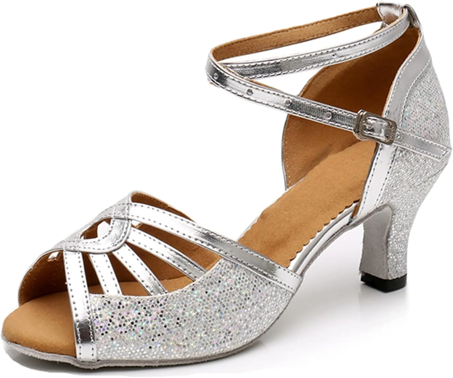 Girls Womens Latin Salsa Dance Shoes Glitter Comfortable Wedding Evening Sandals