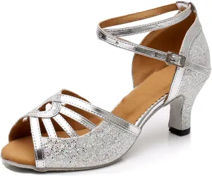 Girls Womens Latin Salsa Dance Shoes Glitter Comfortable Wedding Evening Sandals
