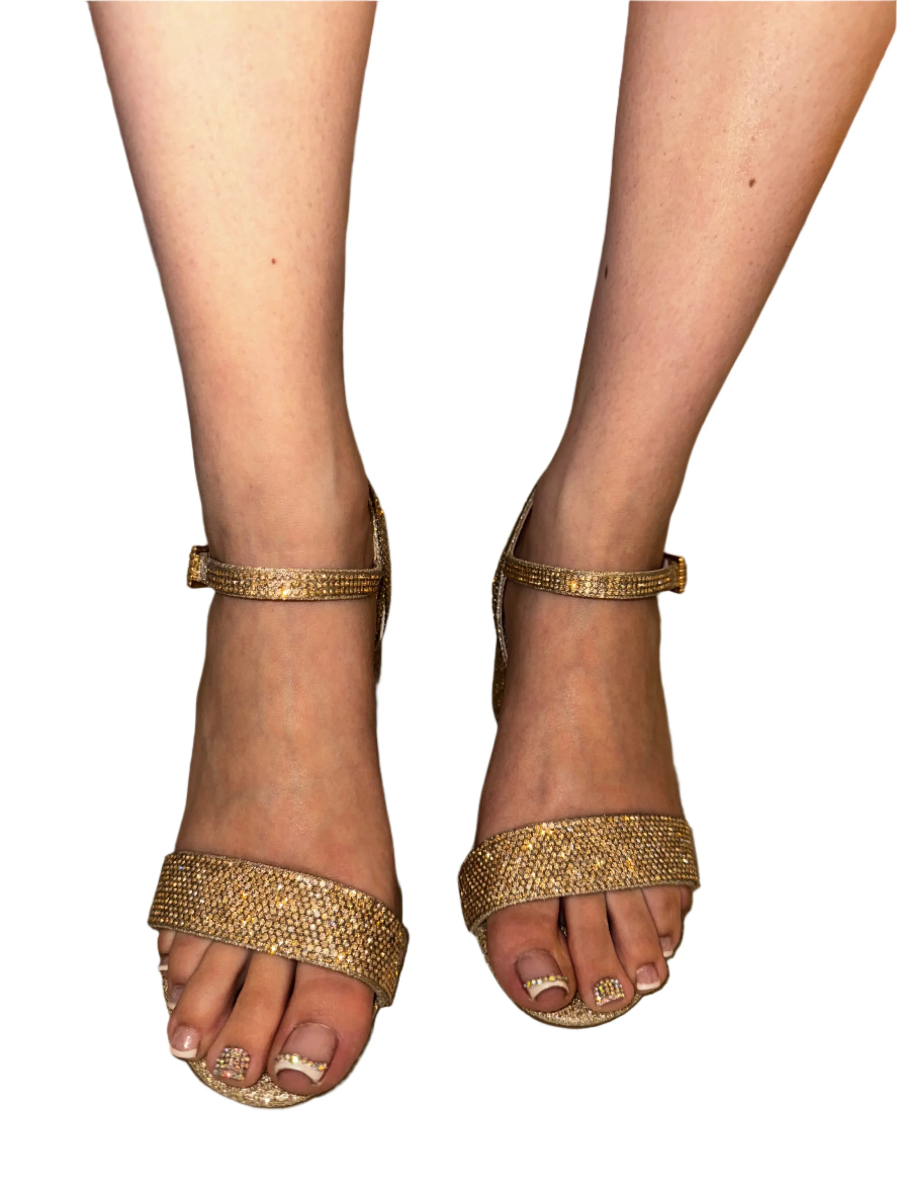 GLITTER AND RHINESTONE BLOCK HEEL ULICIA-S