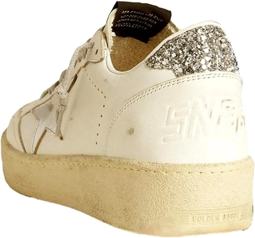 Golden Goose Women's BALLSTAR 2 Leather Upper and SPUR Laminated Star Glitter Heel