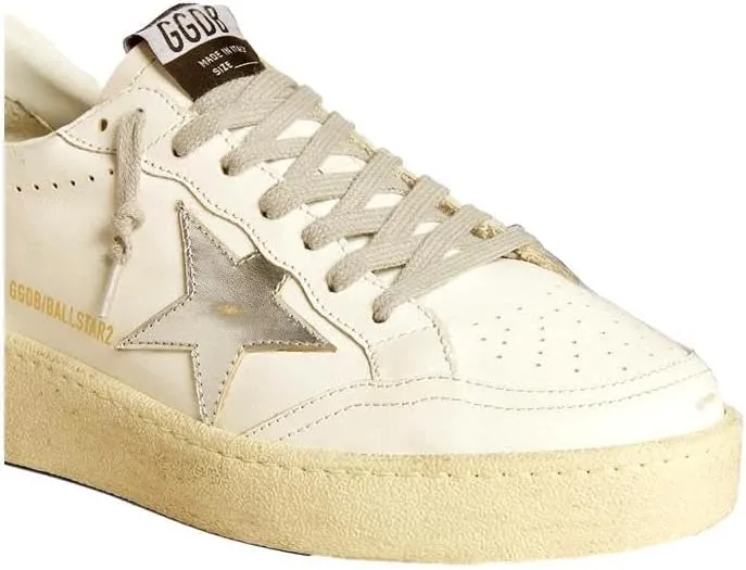 Golden Goose Women's BALLSTAR 2 Leather Upper and SPUR Laminated Star Glitter Heel